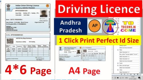 1 click me Andhra Pradesh Driving licence card ko 4 by 6 page & A4 PAGE ME perfect size me set kaise karen iske liye hamne ek photoshop action banaya hai