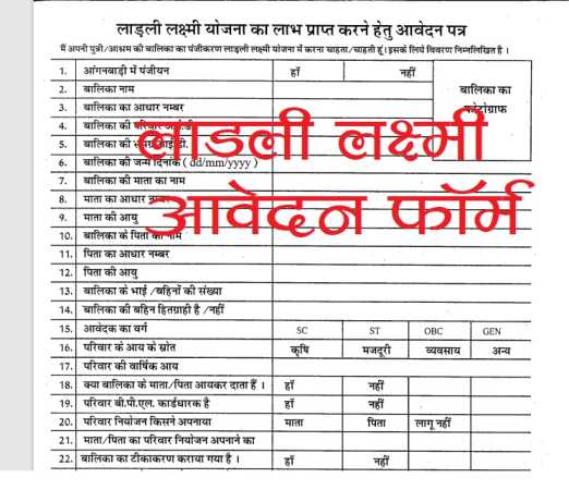 ladli laxmi yojna new application form avedan form pdf download madhya pradesh बच्ची का लाड़ली लक्ष्मी कार्ड बनवाने के लिए आवेदन फॉर्म पीडीऍफ़