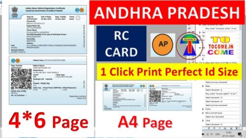 1 click me Andhra Pradesh RC card ko 4 by 6 page & A4 PAGE ME perfect size me set kaise karen iske liye hamne ek photoshop action banaya hai